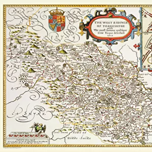 Old County Map of Yorkshire West Riding 1611 by John Speed