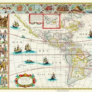 Old Map of The Americas 1635 by Willem & Johan Blaue from the Theatrum Orbis Terrarum