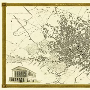 Old Map of Birmingham 1834 by John Dower and William Orr