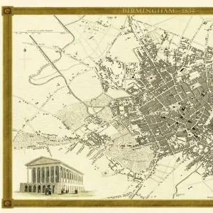 Old Map of Birmingham 1834 by John Dower and William Orr