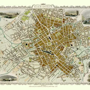 Old Map of Birmingham 1851 by John Tallis