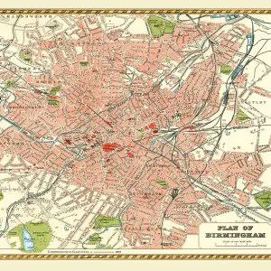 Old Map of Birmingham 1893 from the Comprehensive Gazetteer Atlas of England and Wales