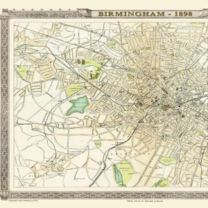 Old Map of Birmingham 1898 from the Royal Atlas by Bartholomew