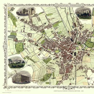 Old Map of Bradford 1851 by John Tallis