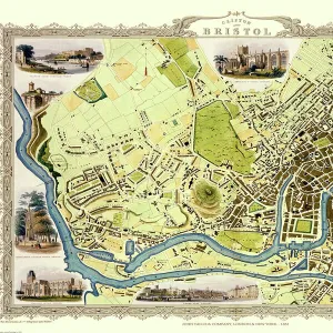 Old Map of Bristol 1851 by John Tallis