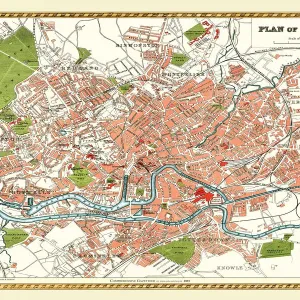 Mapa antiguo de Bristol 1893 del Atlas Comprehensivo de la Gazetteer Inglaterra y Gales.