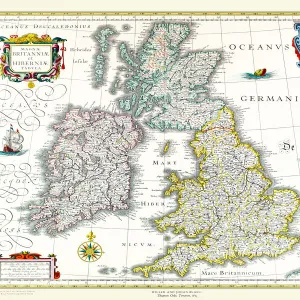 Old Map of The British Isles 1635 by Willem & Johan Blaeu from the Theatrum Orbis Terrarum