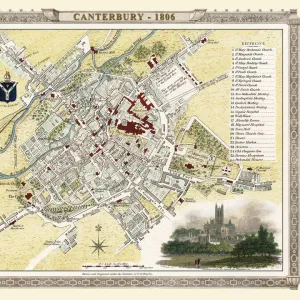 Old Map of Canterbury 1806 by Cole and Roper