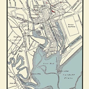 Old Map of Cardiff 1890 by A&C Black