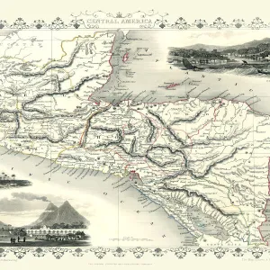 Old Map of Central America 1851 by John Tallis