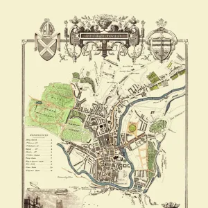 Old Map of the City of Bath 1836 by Thomas Moule