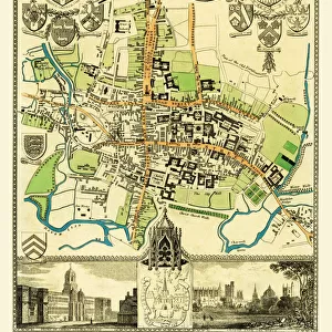 Old Map of the City Oxford 1836 by Thomas Moule