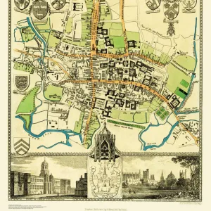 Old Map of the City Oxford 1836 by Thomas Moule