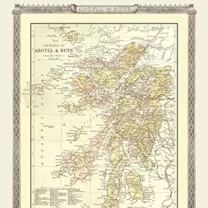 Old Map of the Counties of Argyll and Bute from the Philips Handy Atlas of 1882