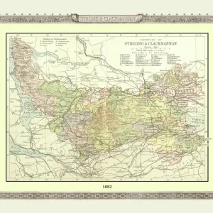 Old Map of the Counties of Stirling and Clackmannan from the Philips Handy Atlas of 1882