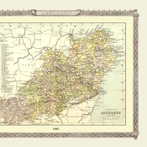 Old Map of the County of Aberdeen from the Philips Handy Atlas of 1882