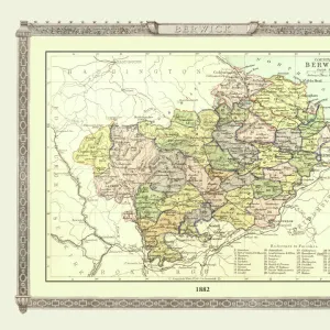 Old Map of the County of Berwick from the Philips Handy Atlas of 1882