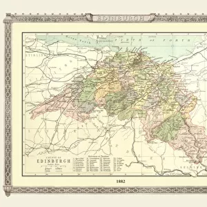 Old Map of the County of Edinburgh from the Philips Handy Atlas of 1882