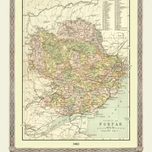 Old Map of the County of Forfar from the Philips Handy Atlas of 1882