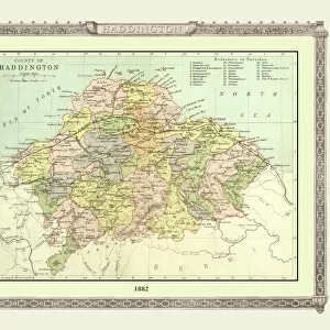 Old Map of the County of Haddington from the Philips Handy Atlas of 1882