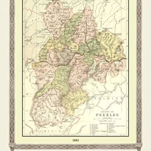 Old Map of the County of Peebles from the Philips Handy Atlas of 1882