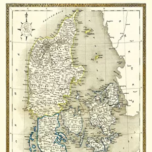 Old Map of Denmark 1852 by Henry George Collins