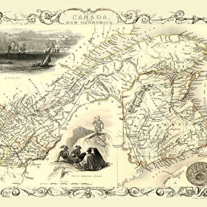 Old Map of East Canada and New Brunswick 1851 by John Tallis