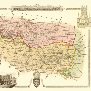 Old Map of the Environs of Bath and Bristol 1836 by Thomas Moule