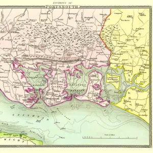 Old Map of the Environs of Portsmouth 1836 by Thomas Moule