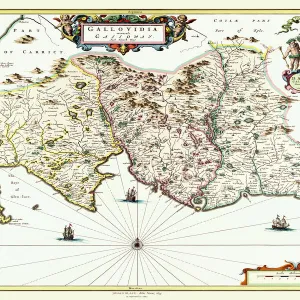 Old Map of Galloway Scotland 1654 by Johan Blaeu from the Atlas Novus