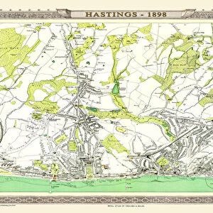 Old Map of Hastings 1898 from the Royal Atlas by Bartholomew