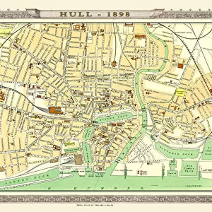 Old Map of Hull 1898 from the Royal Atlas by Bartholomew