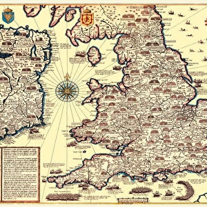 Old Map of The Invasions of England and Ireland by John Speed