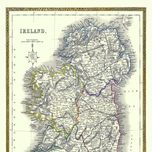 Old Map of Ireland 1852 by Henry George Collins