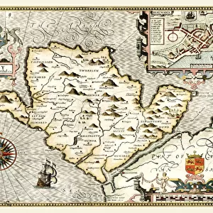 Old Map of The Isle of Anglesey, Wales 1611 by John Speed