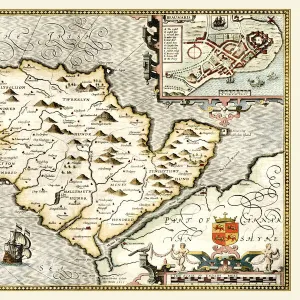 Old Map of The Isle of Anglesey, Wales 1611 by John Speed