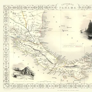 Old Map of Isthmus of Panama 1851 by John Tallis