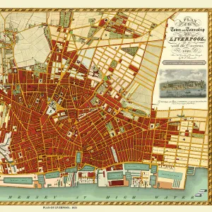 Old Map of Liverpool 1821 by J. Gore