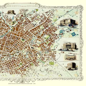 Old Map of Manchester 1851 by John Tallis