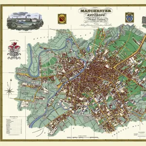 Old Map of Manchester and its Environs 1824 by William Swire