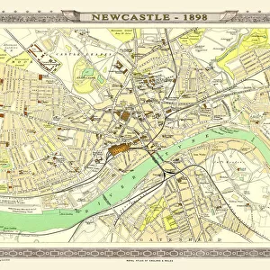 Old Map of Newcastle 1898 from the Royal Atlas by Bartholomew