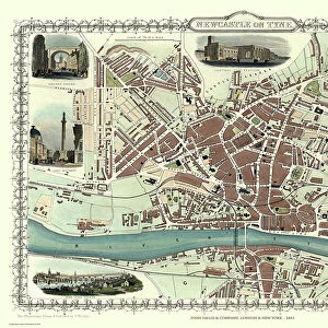 Old Map of Newcastle upon Tyne 1851 by John Tallis
