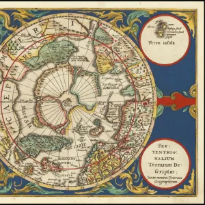 Old Map of The North Pole "Septentrionalium Terrarum descriptio"originally Published by Johannes Cloppenburg 1632