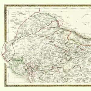 Old Map of Northern India 1852 by Henry George Collins