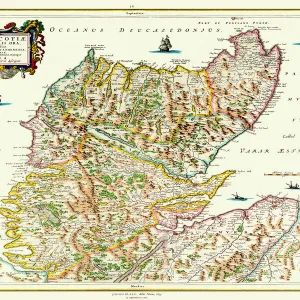 Old Map of Northern Scotland 1654 by Johan Blaeu from the Atlas Novus