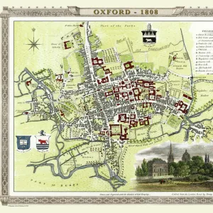 Old Map of Oxford 1808 by Cole and Roper