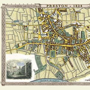 Old Map of Preston 1824 by Edward Baines
