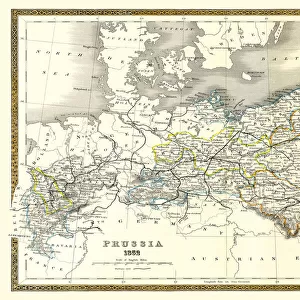 Old Map of Prussia 1852 by Henry George Collins