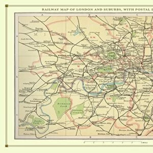 Old Map of the Railways of London and Suburbs 1908 by Bartholomew