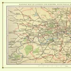 Old Map of the Railways of London and Suburbs 1908 by Bartholomew